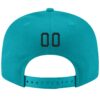 Custom Aqua Black-White Stitched Adjustable Snapback Hat