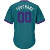 Custom Aqua Purple-White Authentic Throwback Rib-Knit Baseball Jersey Shirt