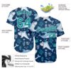 Custom Teal Teal-White 3D Pattern Design Sharks Authentic Baseball Jersey