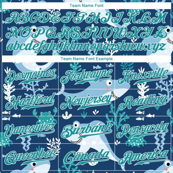 Custom Teal Teal-White 3D Pattern Design Sharks Authentic Baseball Jersey