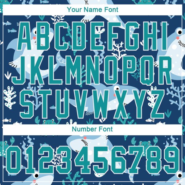 Custom Teal Teal-White 3D Pattern Design Sharks Authentic Baseball Jersey