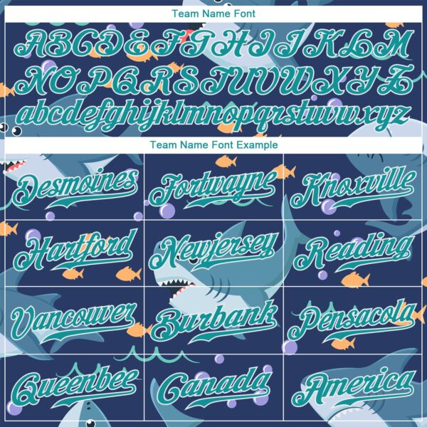Custom Teal Teal-White 3D Pattern Design Sharks Authentic Baseball Jersey