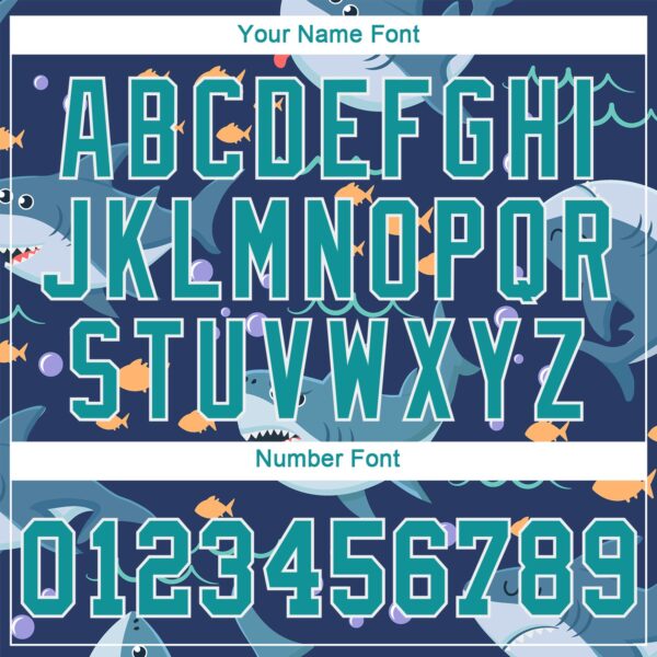 Custom Teal Teal-White 3D Pattern Design Sharks Authentic Baseball Jersey