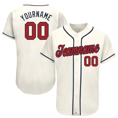 atlanta_0037 Custom Cream Red-Navy Baseball Jersey