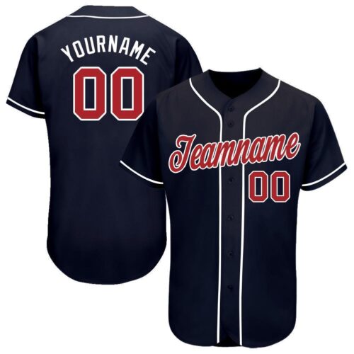 atlanta_0039 Custom Navy Red-White Baseball Jersey