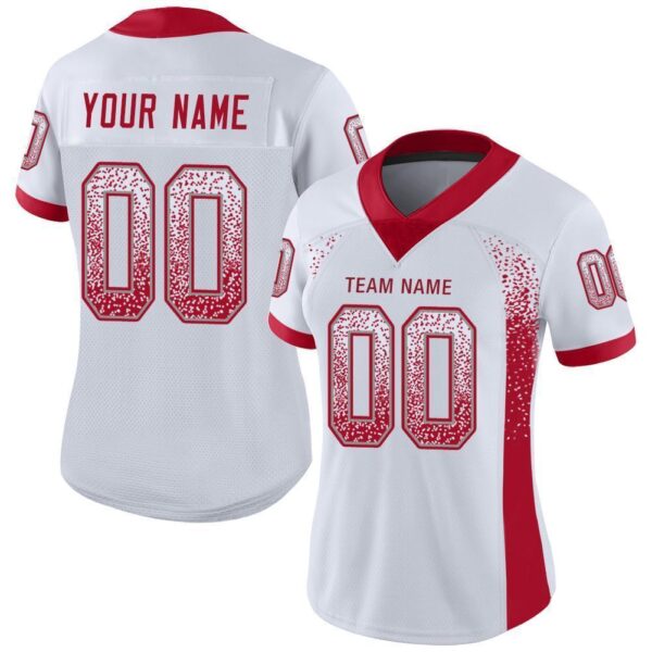 Custom White Red-Gray Drift Fashion Football Jersey