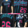 Custom Black Pink-Teal Authentic Baseball Jersey