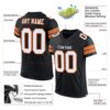 Custom Black White-Orange Mesh Authentic Football Jersey