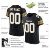 Custom Black White-Old Gold Mesh Authentic Football Jersey