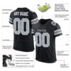 Custom Black Silver-White Mesh Authentic Football Jersey