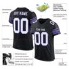 Custom Black White-Purple Mesh Authentic Football Jersey