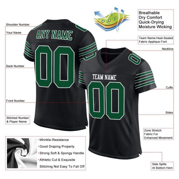 Custom Black Grass Green-White Mesh Authentic Football Jersey