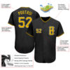 Custom Black Gold-White Authentic Baseball Jersey