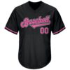 Custom Black Pink-White Authentic Throwback Rib-Knit Baseball Jersey Shirt