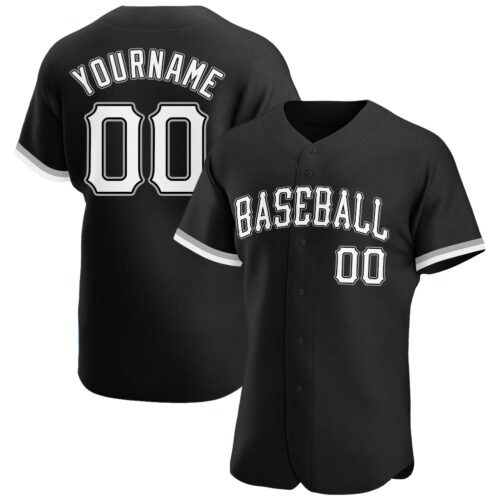 black_0101 Custom Black White-Gray Authentic Baseball Jersey