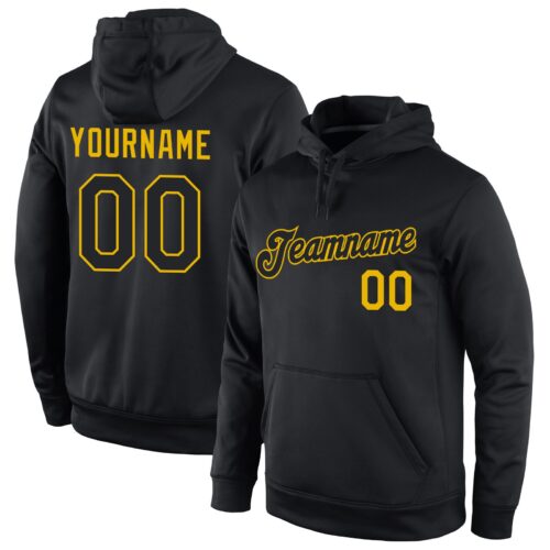 black_0140 Custom Stitched Black Black-Gold Sports Pullover Sweatshirt Hoodie