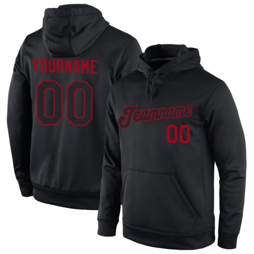 black_0144 Custom Stitched Black Black-Red Sports Pullover Sweatshirt Hoodie