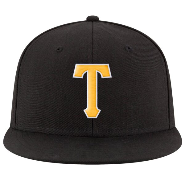 Custom Black Gold-White Stitched Adjustable Snapback Hat