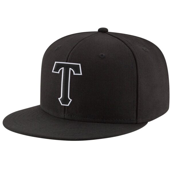 Custom Black Black-White Stitched Adjustable Snapback Hat
