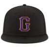 Custom Black Purple-Gold Stitched Adjustable Snapback Hat