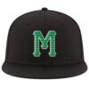 Custom Black Kelly Green-White Stitched Adjustable Snapback Hat