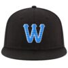 Custom Black Powder Blue-White Stitched Adjustable Snapback Hat