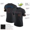 Custom Black Black-Powder Blue Performance T-Shirt