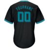 Custom Black Teal-Black Authentic Throwback Rib-Knit Baseball Jersey Shirt