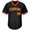 Custom Black Gold-Red Authentic Throwback Rib-Knit Baseball Jersey Shirt