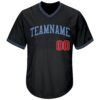 Custom Black Red-Light Blue Authentic Throwback Rib-Knit Baseball Jersey Shirt