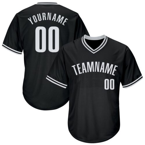 black_0228 Custom Black White Authentic Throwback Rib-Knit Baseball Jersey Shirt