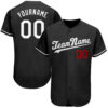 Custom Black White-Red Authentic Baseball Jersey