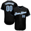 Custom Black Light Blue-White Authentic Baseball Jersey