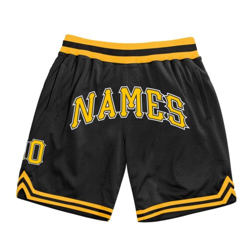 black_0250_a88642ba-04c0-4f52-8acb-a871d84002f5 Custom Black Gold-White Authentic Throwback Basketball Shorts