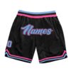 Custom Black Light Blue-Pink Authentic Throwback Basketball Shorts