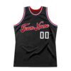 Custom Black White-Red Authentic Throwback Basketball Jersey