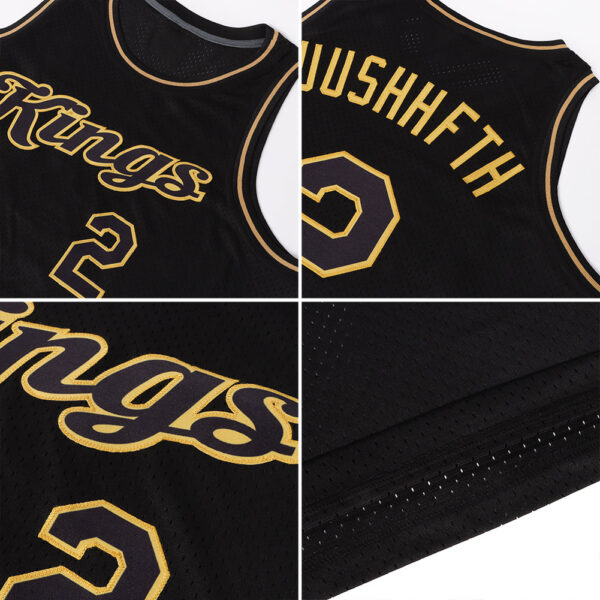 Custom Black Black-Old Gold Authentic Throwback Basketball Jersey