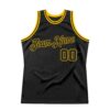 Custom Black Black-Gold Authentic Throwback Basketball Jersey