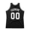 Custom Black White-Silver Authentic Throwback Basketball Jersey