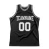Custom Black White-Silver Authentic Throwback Basketball Jersey