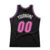 Custom Black Pink-Light Blue Authentic Throwback Basketball Jersey