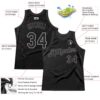 Custom Black Black-Gray Authentic Throwback Basketball Jersey