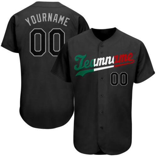 black_0293 Custom Black Black-Kelly Green Authentic Split Fashion Baseball Jersey