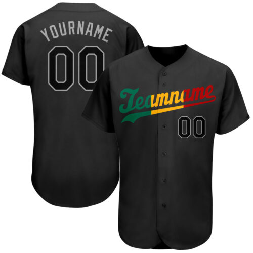 black_0294 Custom Black Black-Red Authentic Split Fashion Baseball Jersey