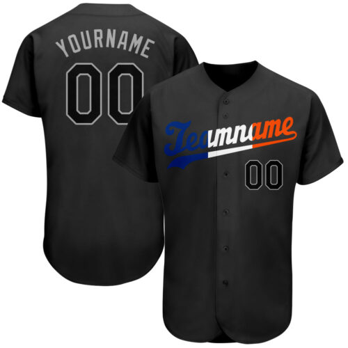 black_0298 Custom Black Black-Orange Authentic Split Fashion Baseball Jersey