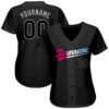 Custom Black Black-Pink Authentic Split Fashion Baseball Jersey