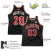 Custom Black Red-Cream Authentic Throwback Basketball Jersey