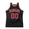 Custom Black Red-Cream Authentic Throwback Basketball Jersey