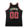 Custom Black Red-Cream Authentic Throwback Basketball Jersey