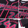 Custom Black White Pinstripe Pink-Light Blue Authentic Baseball Jersey